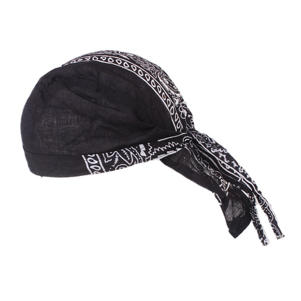 Inf Breathable Cotton Headscarf Cap - Versatile Bandana Pirate Hat For Outdoor Cycling & Chemo Black