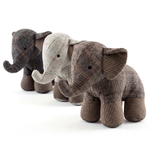 The Magic Toy Shop Large Tartan Heavy Fabric Elephant Novelty Door Stop Door Stopper Animal Toy