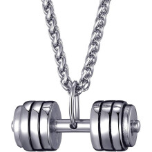 Stainless Steel Gym Necklace Dumbbell Pendant Chain For Men And Boys
