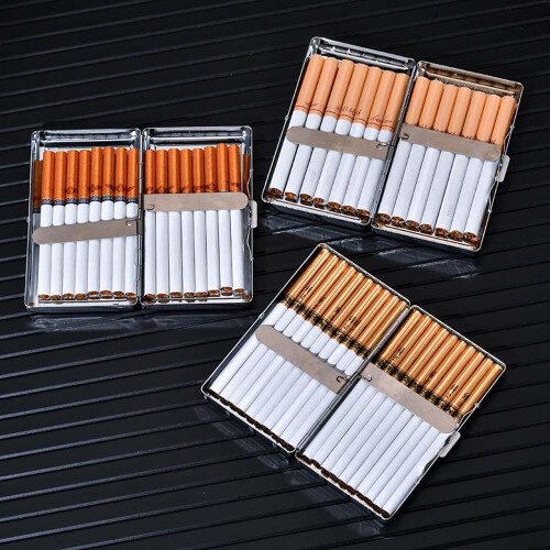 Portable Cigarette Case - Silver Egyptian Design, Holds Thick, Medium, and Slim Cigarettes 1