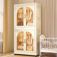 Modern Cream White Kids Wardrobe with Doors 65cm W x 37cm D x 130cm H