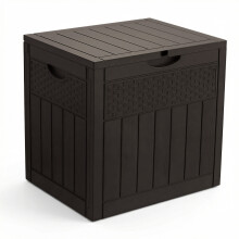 VOUNOT 126L Rattan Effect Outdoor Storage Box with Lid, Lockable, Brown