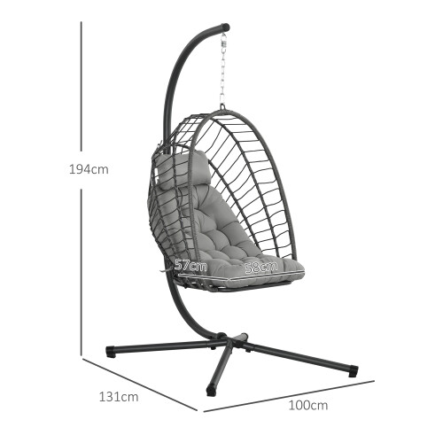 Outdoor PE Rattan Swing Chair with Foldable 1