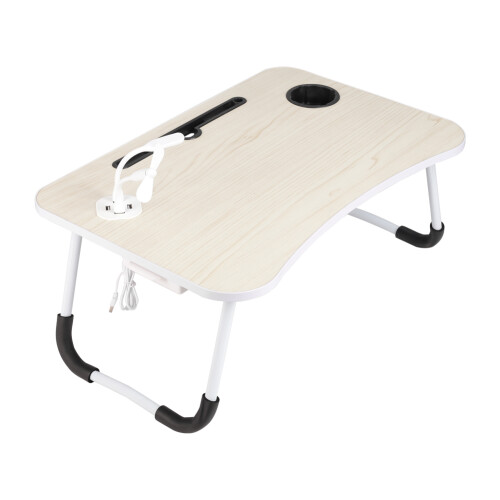 Living And Home (White Maple) Foldable Laptop Bed Table with USB Ports 2