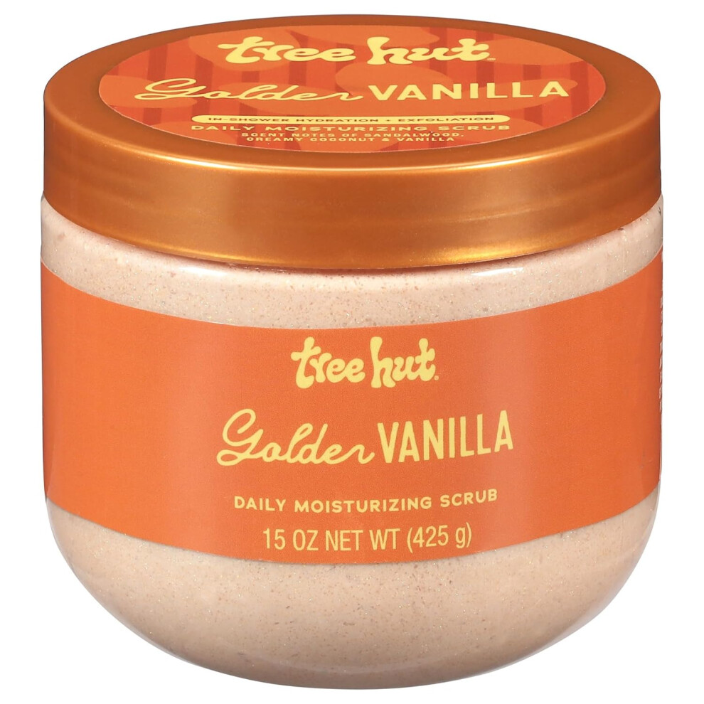 Tree Hut Golden Vanilla Daily Moisturizing Scrub, Smooth & Soften Skin, Body Polish, 15 Oz