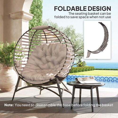 Egg Chair with Cushion & Side Pocket - Light Grey 2