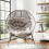 Egg Chair with Cushion & Side Pocket - Light Grey 5