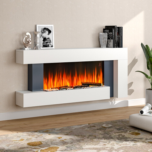 52 Inch Wall-Mounted Electric Fireplace with Remote Control