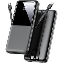 Power Bank Fast Charging, 15000mAh Portable Charger with Built-in Cables, USB-C Powerbank with LED Display & 4 Outputs
