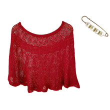 Dames doorschijnende gehaakte sjaal – Rood, One Size