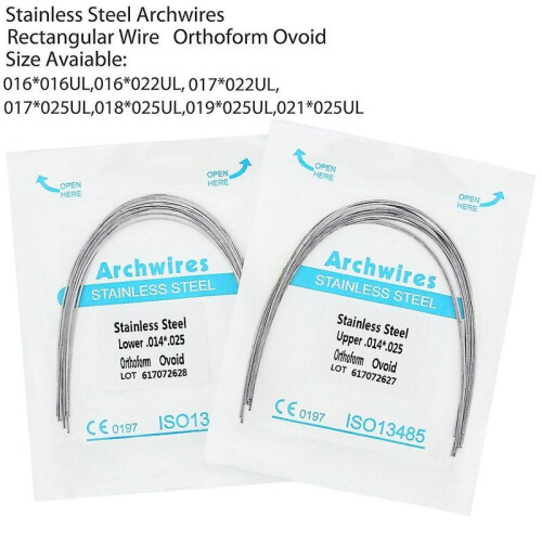 Lot De 10 Fils Orthodontiques ETERFANT – NiTi Super élastique Ou Inox, Forme Ovoïde, 60 Jours Retour