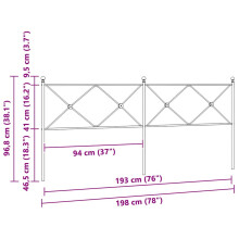 (193 cm) vidaXL Metal Headboard Bedroom Home Bed Header Bed Headboard Black 107 cm
