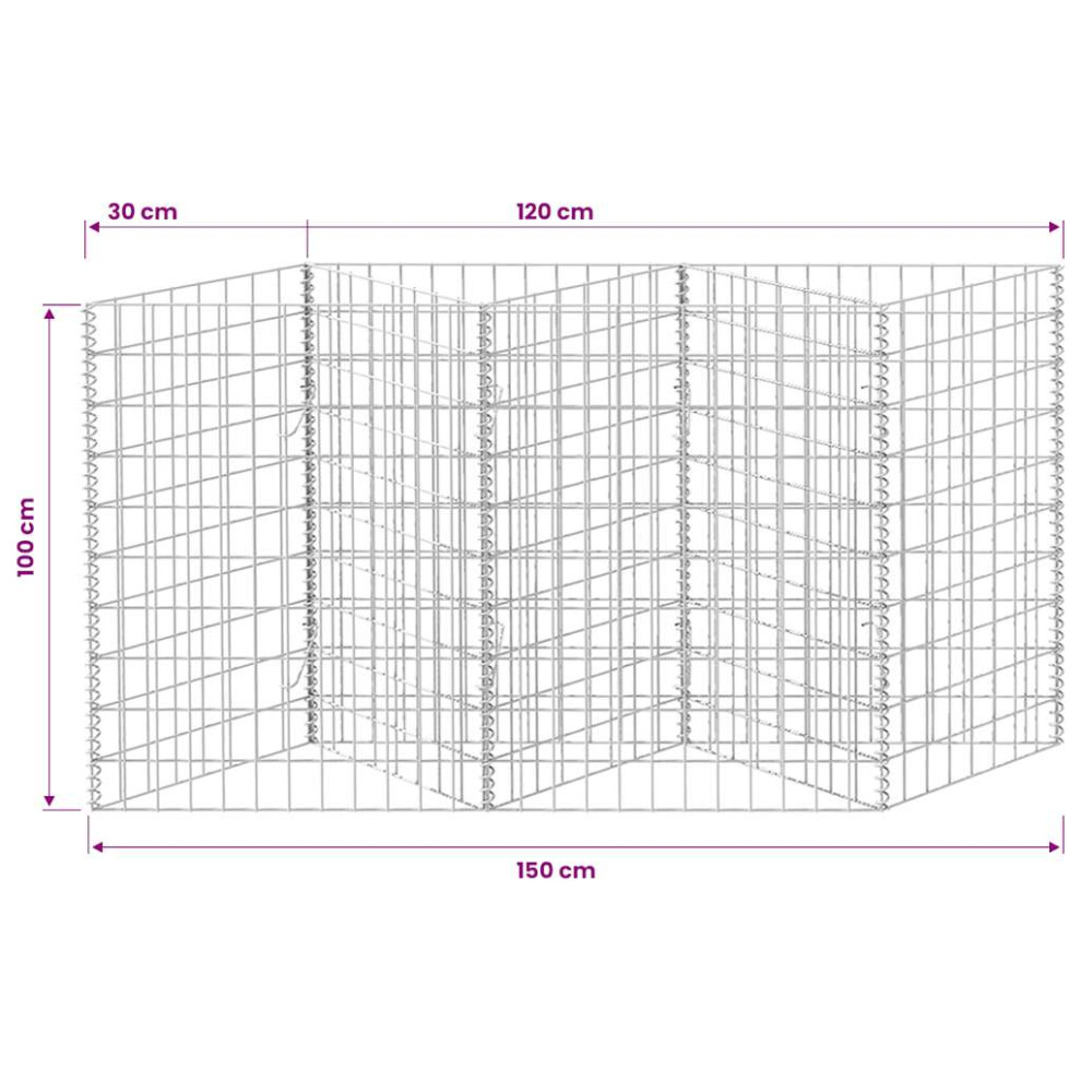 vidaXL Gabion Basket/Planter/Raised Vegetable Bed Steel 120x30x100cm Fence
