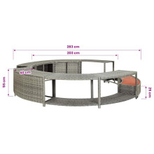 vidaXL Hot Tub Surround Grey Poly Rattan Outdoor Garden Relax Hot Tub Surround