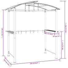 vidaXL BBQ Gazebo with Side Shelves Anthracite 210x114x230cm Steel BBQ Shelter