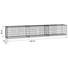 vidaXL Gabion Wall with Covers Galvanised Steel 300x50x50cm Stone Basket Cage