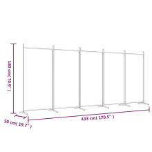 (Black, 433 x 180 cm (W x H)) vidaXL Room Divider Wall Partition Screen Panel Room Separator Privacy Screen