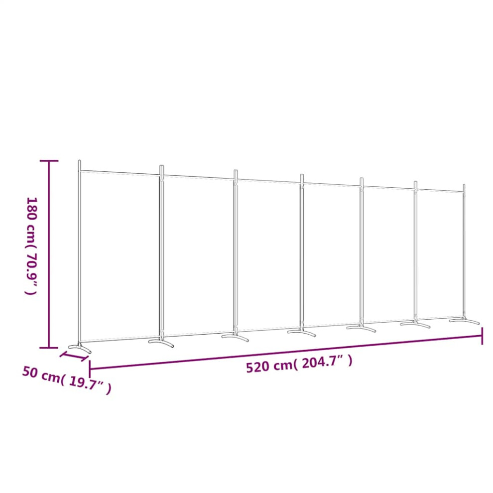 Vidaxl (White, 520 X 180 Cm (W X H)) Room Divider Wall Partition Screen Panel Room Separator Privacy Screen