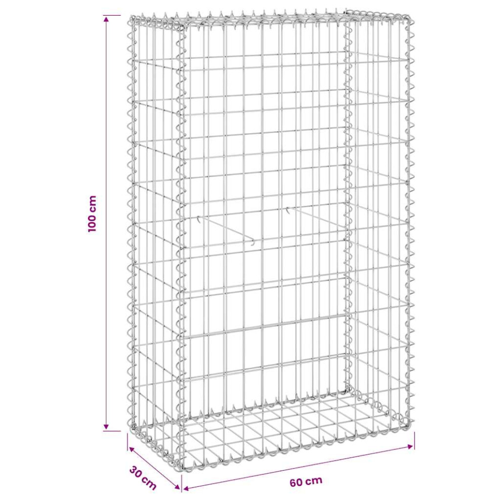 Vidaxl Gabion Wall With Covers Galvanised Steel 60 Cm Stone Barrier Outdoor