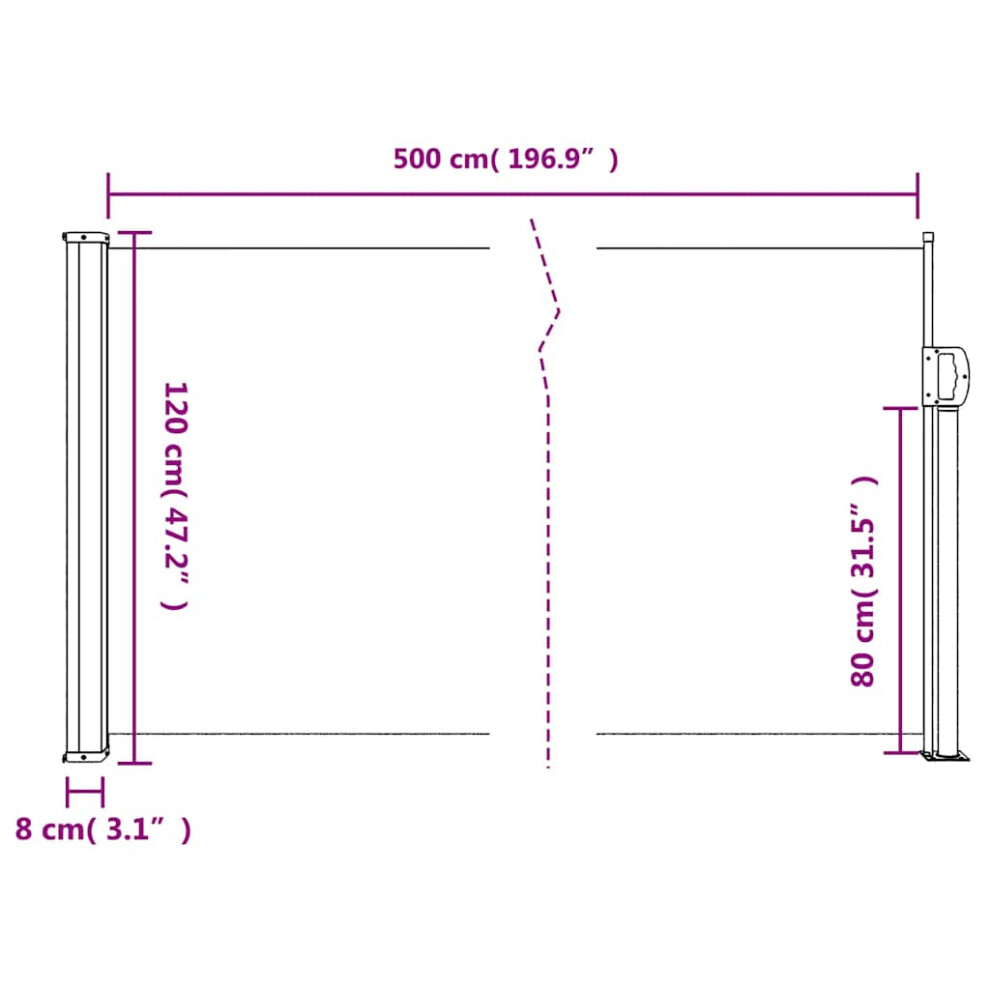 Vidaxl Retractable Side Awning Outdoor Privacy Screen Shade Black 120X500 Cm