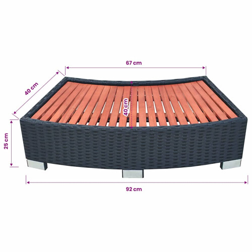 VidaXL vidaXL Spa Step Poly Rattan 92x45x25cm Black Hot Tub Bathing Pool Footsteps