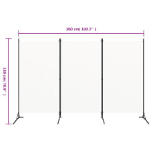 vidaXL 3-Panel Room Divider Wall Partition Screen Room Separator White 260cm