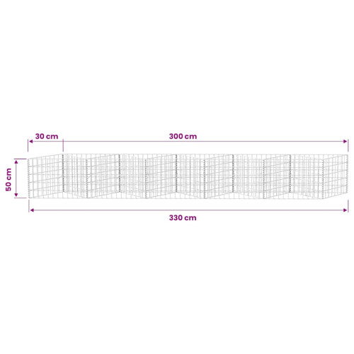vidaXL Gabion Basket/Planter/Raised Vegetable Bed Steel 300x30x50cm Fence