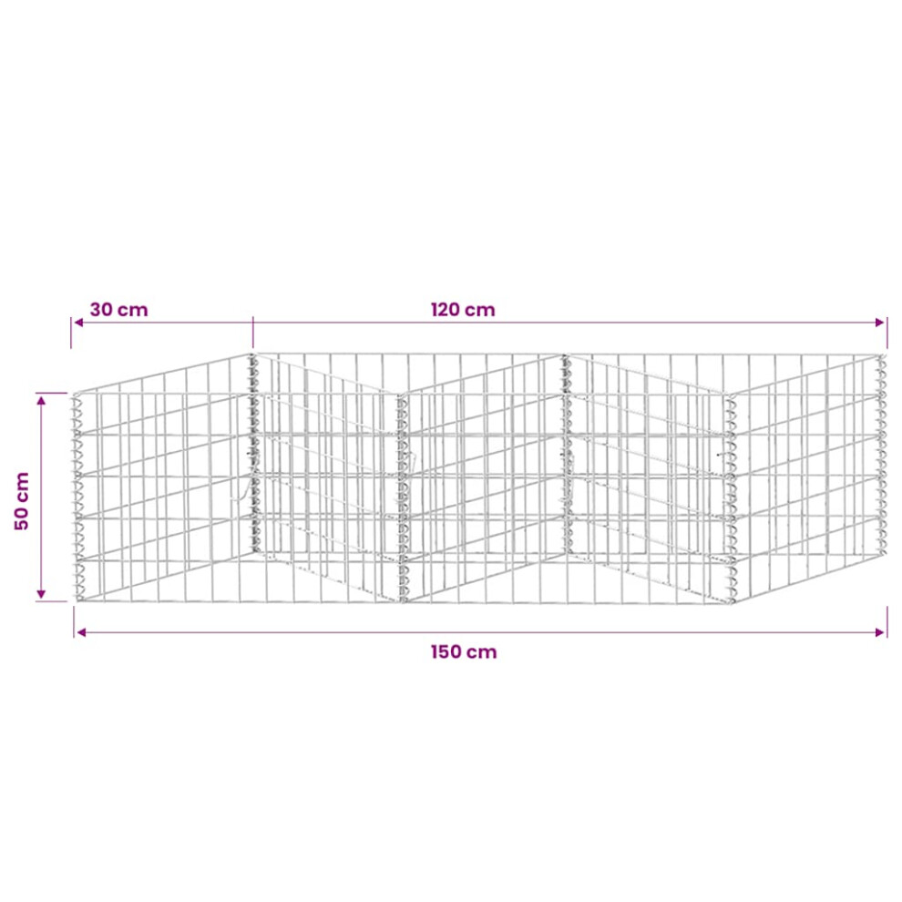 Vidaxl Gabion Basket/Planter/Raised Vegetable Bed Steel 120X30x50cm Wall Fence