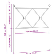 (80 cm) vidaXL Metal Headboard Bedroom Home Bed Header Bed Headboard Black 107 cm