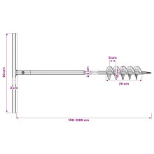 vidaXL Ground Drill with Handle 100mm Extension Tube 13m Steel Garden Auger