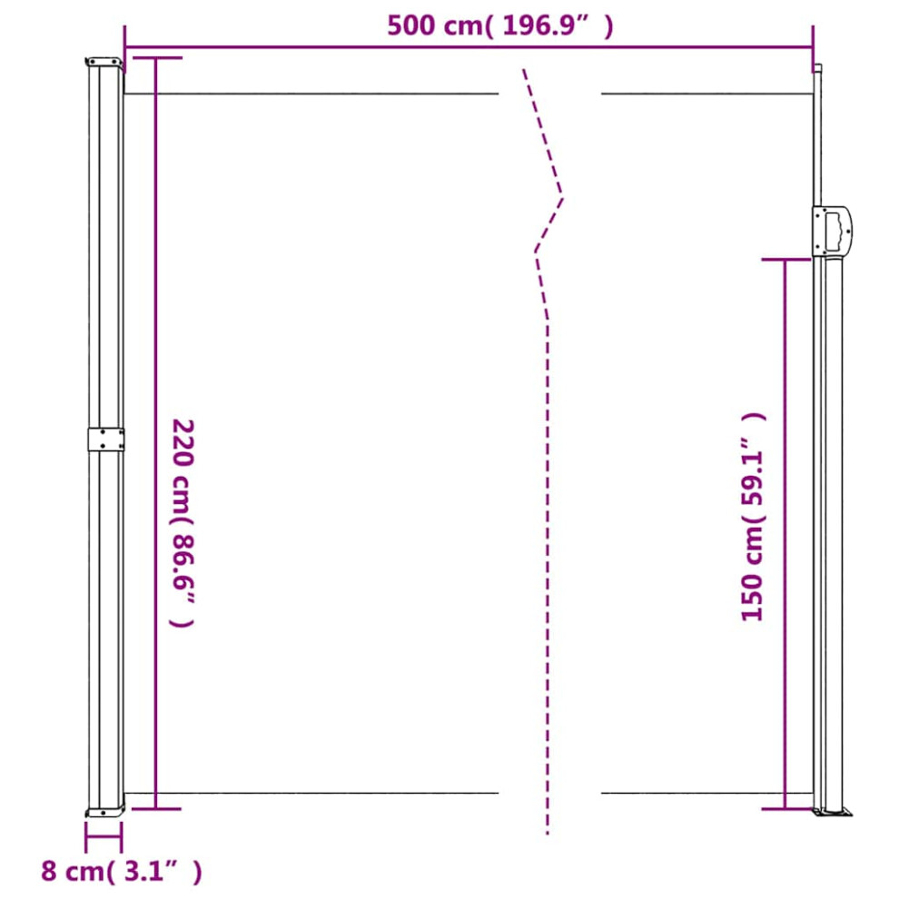 Vidaxl (Anthracite, 220 X 500 Cm) Retractable Side Awning Outdoor Privacy Screen Balcony Sunshade Shelter