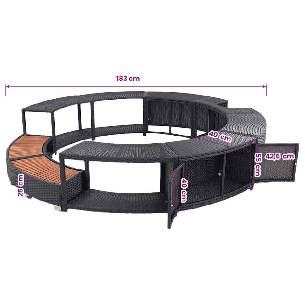 Vidaxl Black Poly-Rattan Spa Surround | Rattan Hot Tub Surround