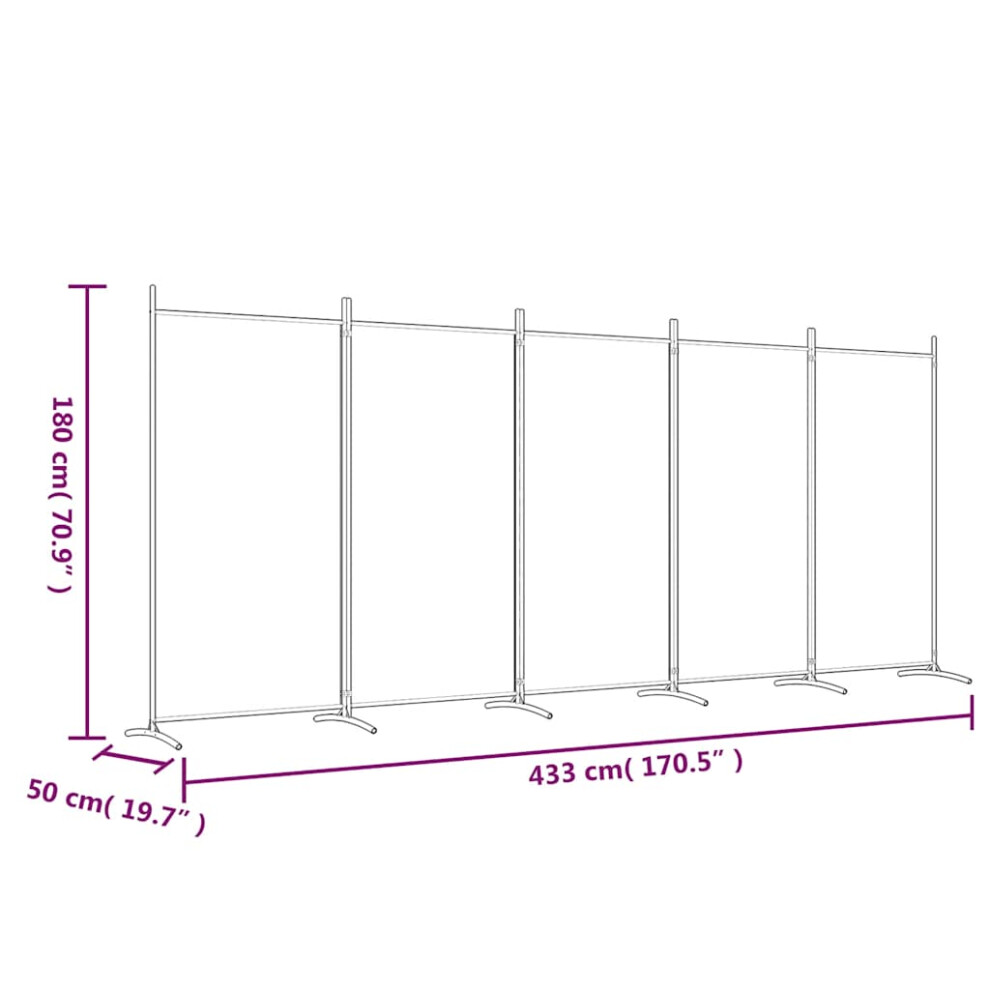 Vidaxl 5-Panel Room Divider - Anthracite Fabric - 433x180cm - Image 2