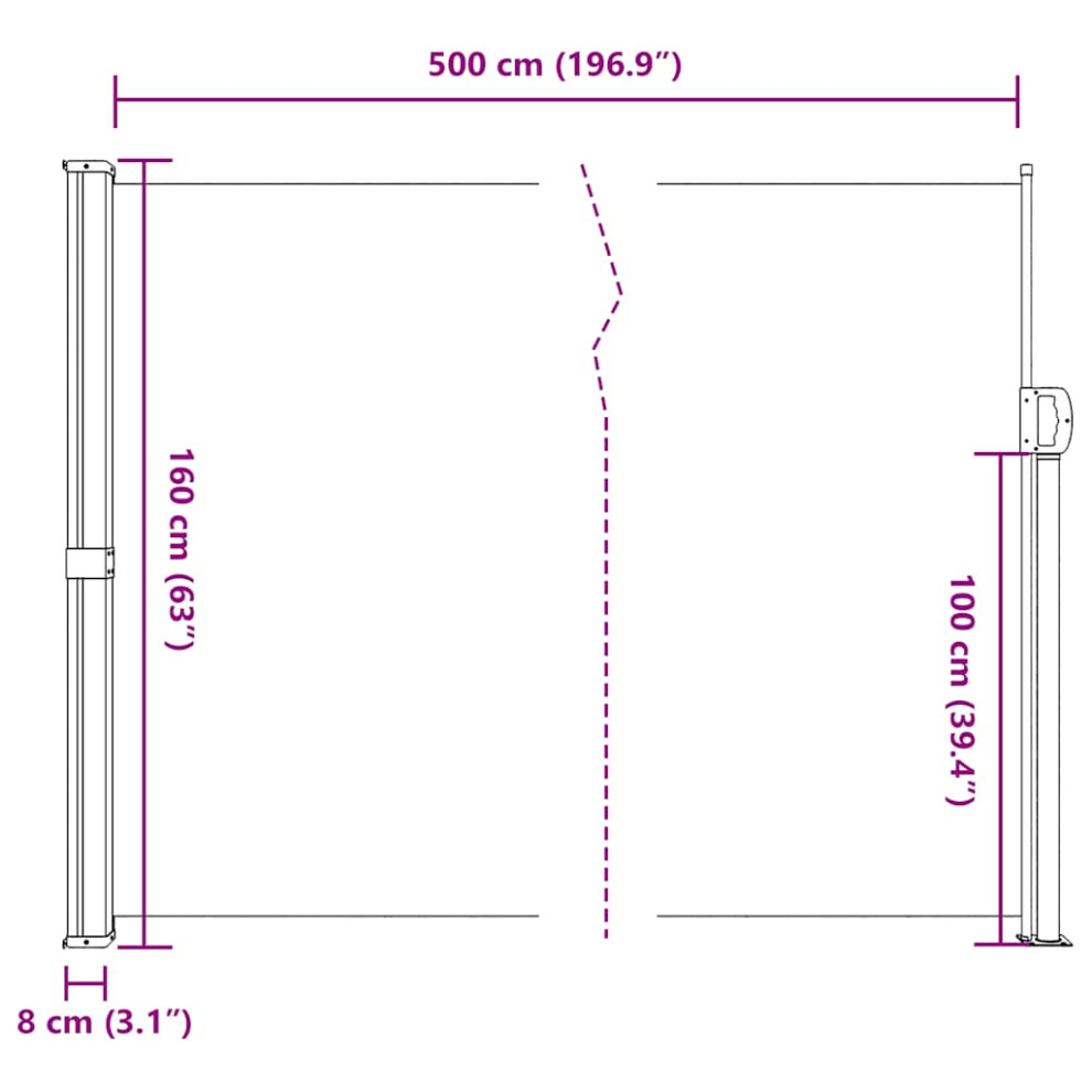 Vidaxl Retractable Side Awning Outdoor Privacy Screen Anthracite 160X500 Cm