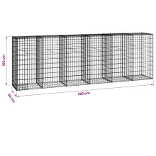 vidaXL Gabion Wall with Covers Galvanised Steel 300x50x100cm Stone Basket Cage