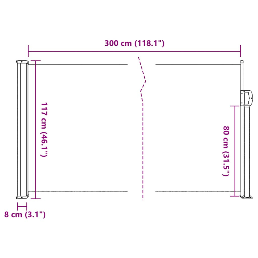Vidaxl Retractable Side Awning Outdoor Privacy Screen Sunshade Black 117X300 Cm
