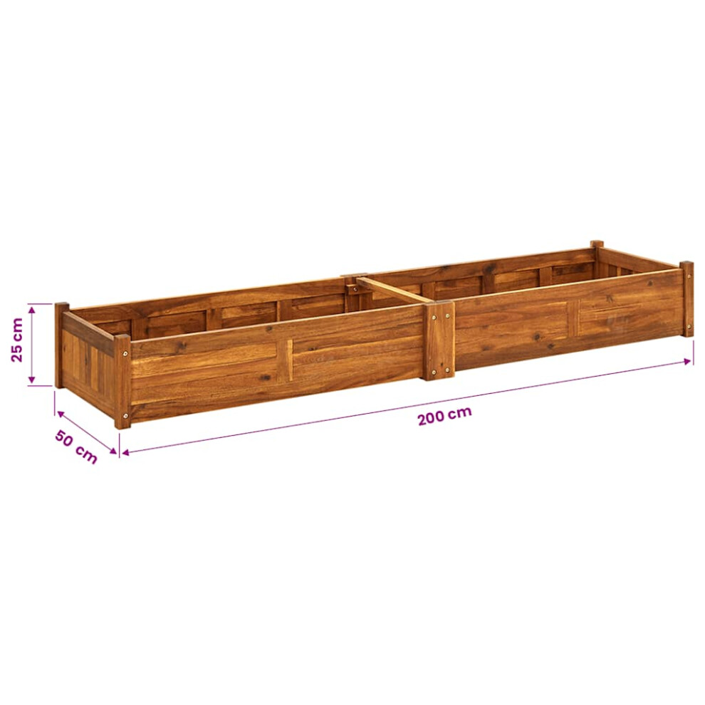 Vidaxl Garden Raised Bed Acacia Wood 200X50x25cm Vegetable Flower Pot Bed