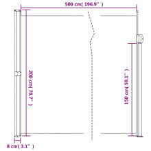 vidaXL Retractable Side Awning Outdoor Privacy Screen Anthracite 200x500 cm