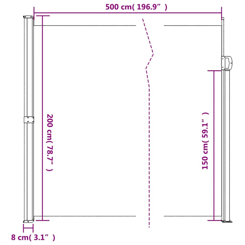 Vidaxl Retractable Side Awning Outdoor Privacy Screen Anthracite 200X500 Cm