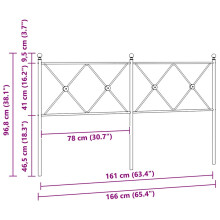 (160 cm) vidaXL Metal Headboard Bedroom Home Bed Header Bed Headboard Black 107 cm