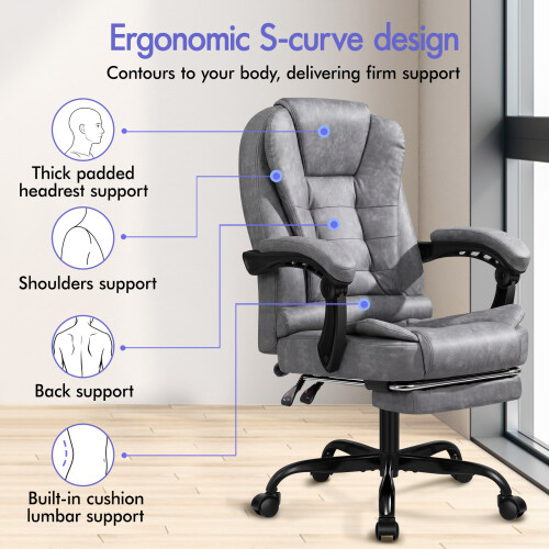 ELFORDSON (Retro Grey) ELFORDSON Massage Office Executive Chair 2