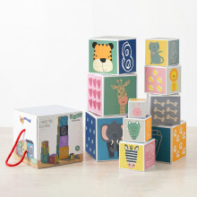 The Magic Toy Shop Baby Nesting & Stacking Blocks Cubes Set with Numbers, Animals, Shapes & Colours