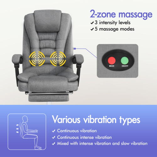 ELFORDSON ELFORDSON Massage Office Chair Executive Seat Fabric Grey 1