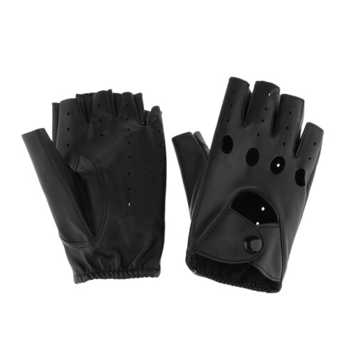 Mănuși punk din piele PU cu jumătate de deget 1