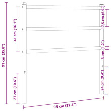 (black, 90 cm) vidaXL Metal Headboard Bedroom Home Decorative Bed Header Metal Bed Headboard