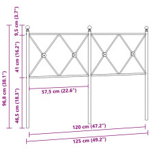 (120 cm) vidaXL Metal Headboard Bedroom Home Bed Header Bed Headboard Black 107 cm