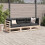 VidaXL vidaXL Garden Sofa Set 3 Piece Outdoor Sofa Set Corner Sofa Solid Wood Pine 3
