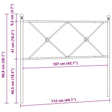 (107 cm) vidaXL Metal Headboard Bedroom Home Bed Header Bed Headboard White 140 cm