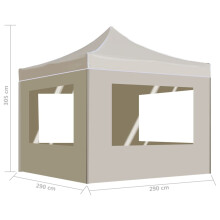 vidaXL Professional Folding Party Tent with Walls Aluminium 3x3m Cream Canopy