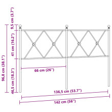 (137cm) vidaXL Metal Headboard Bedroom Home Bed Header Bed Headboard Black 107 cm
